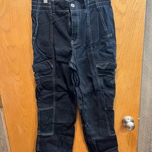 Black Cargo Pants with White Stitching